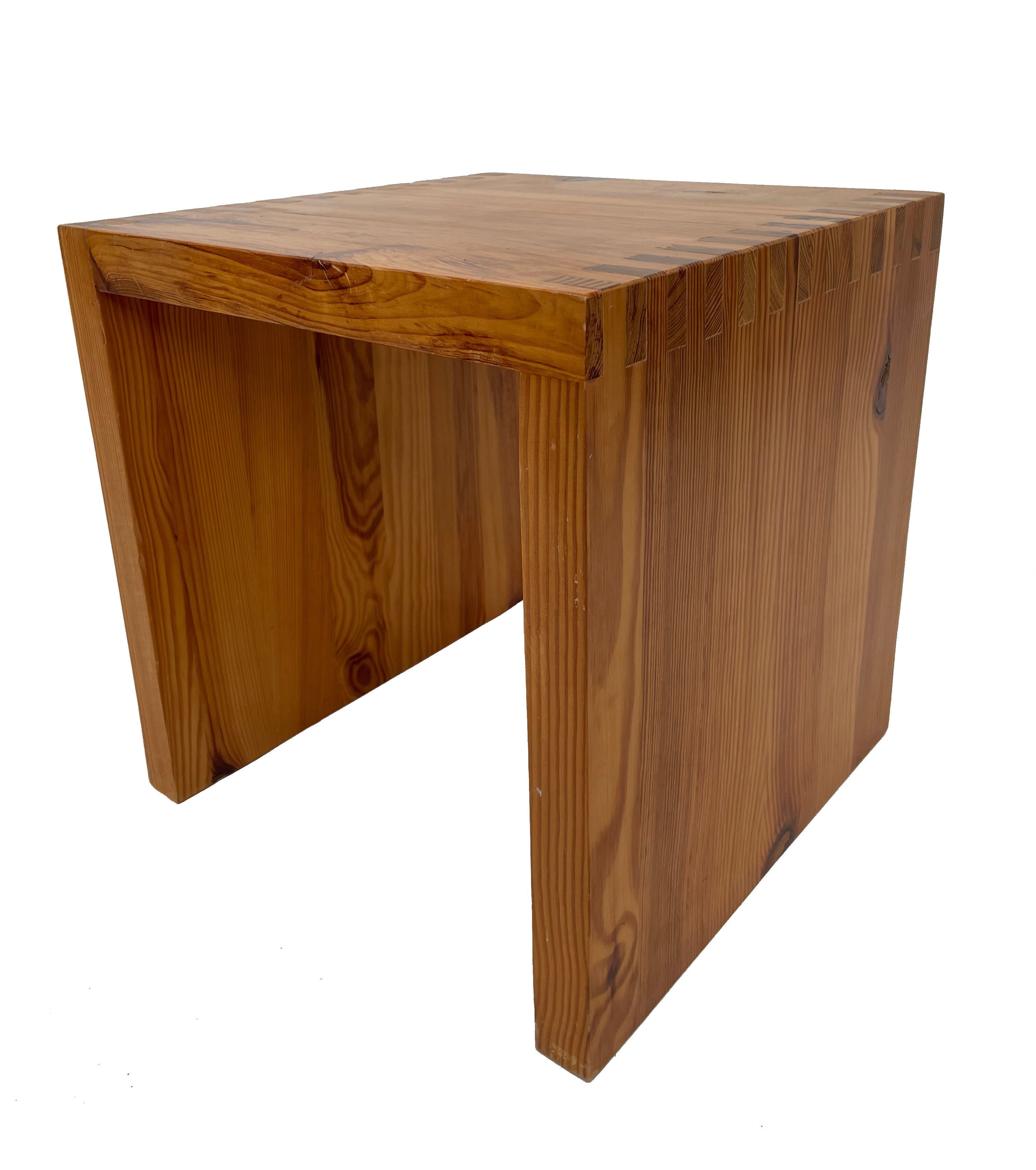 Vintage side table Ate van Apeldoorn, Pine wood 1970s