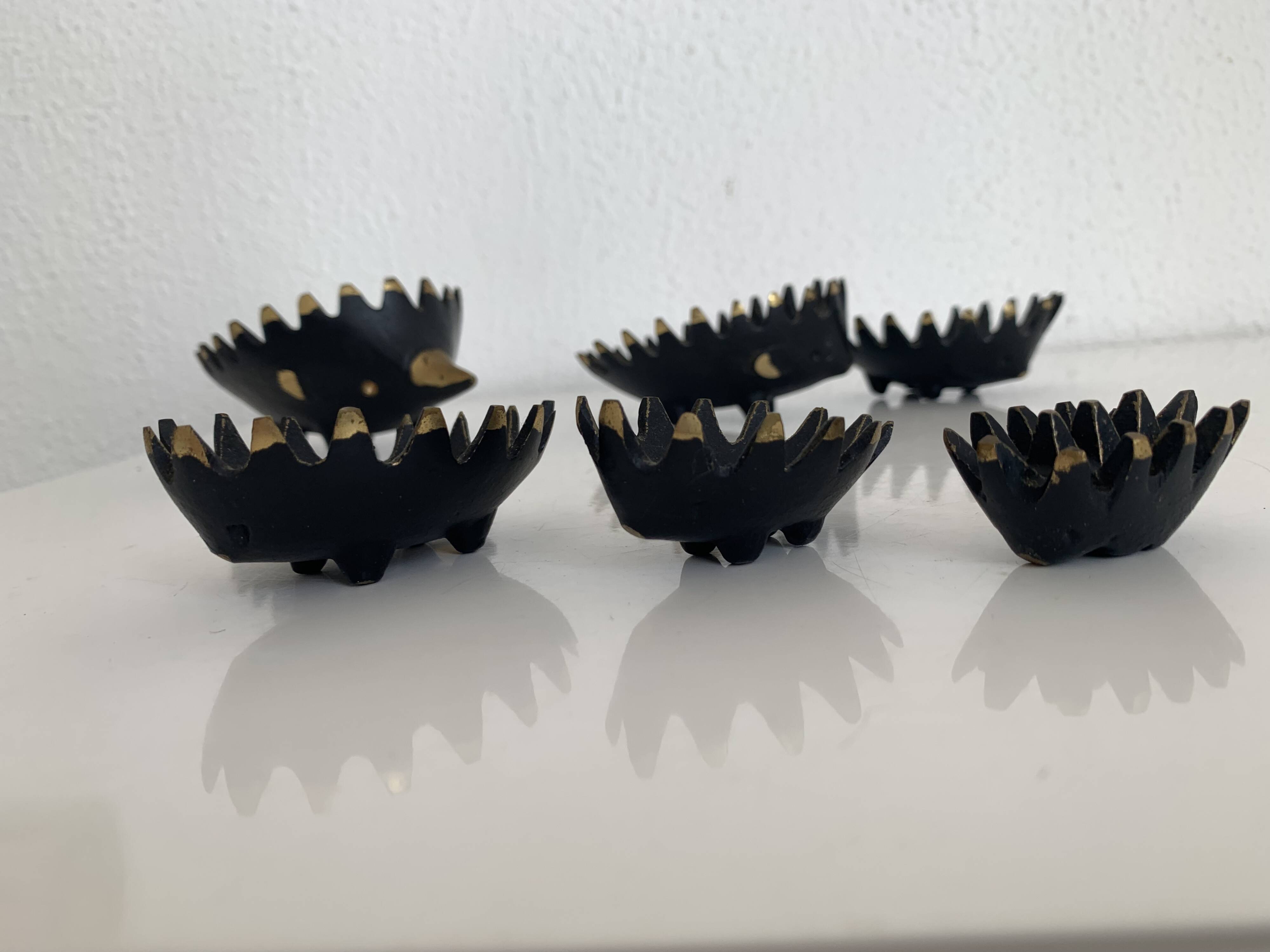 Vintage 1950 hedgehog ashtrays by Walter Bosse for Hertha Baller