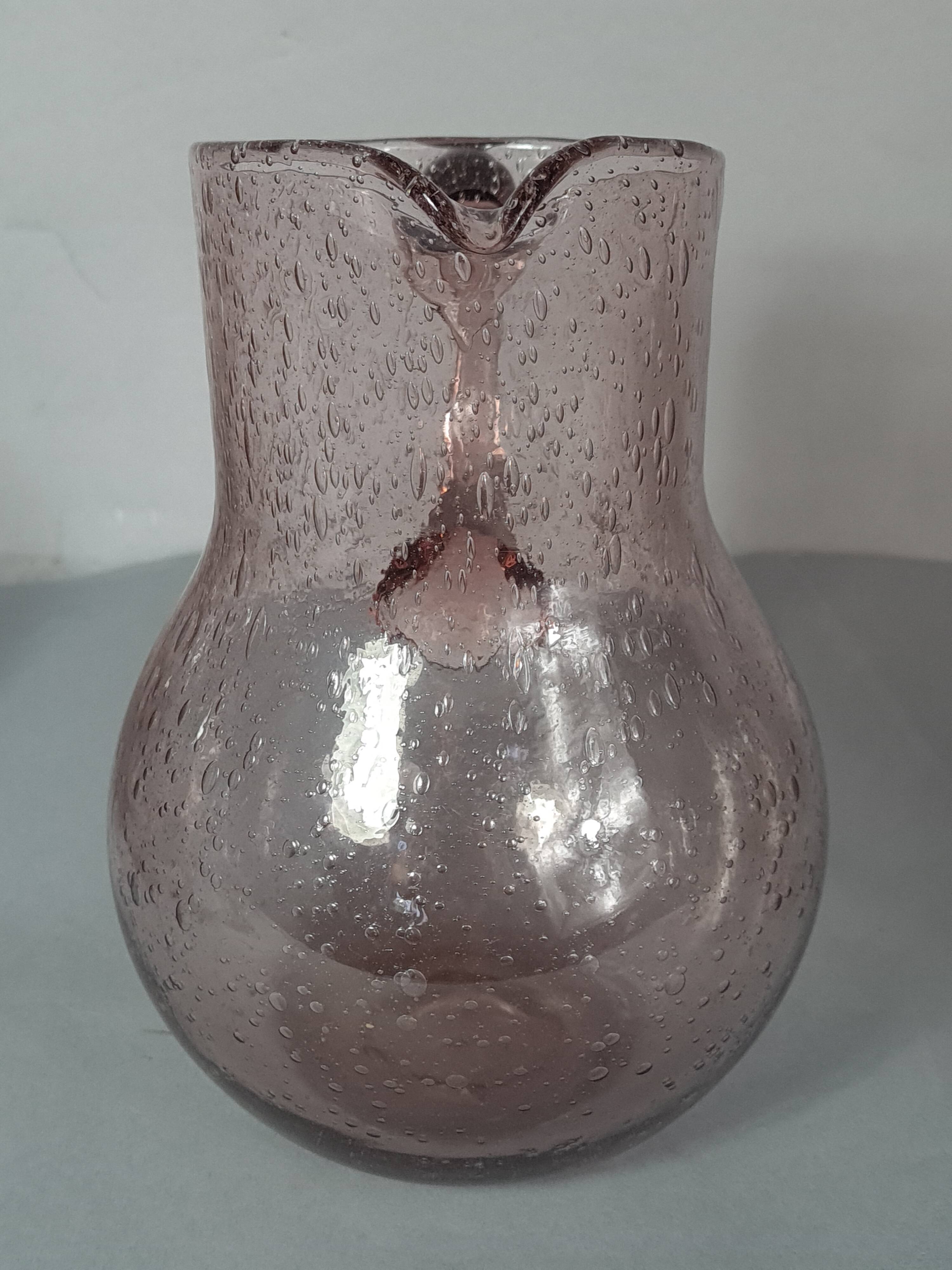 Biot pichet verre soufflé bullé modèle Ventru 22 cm couleur améthyste SD208