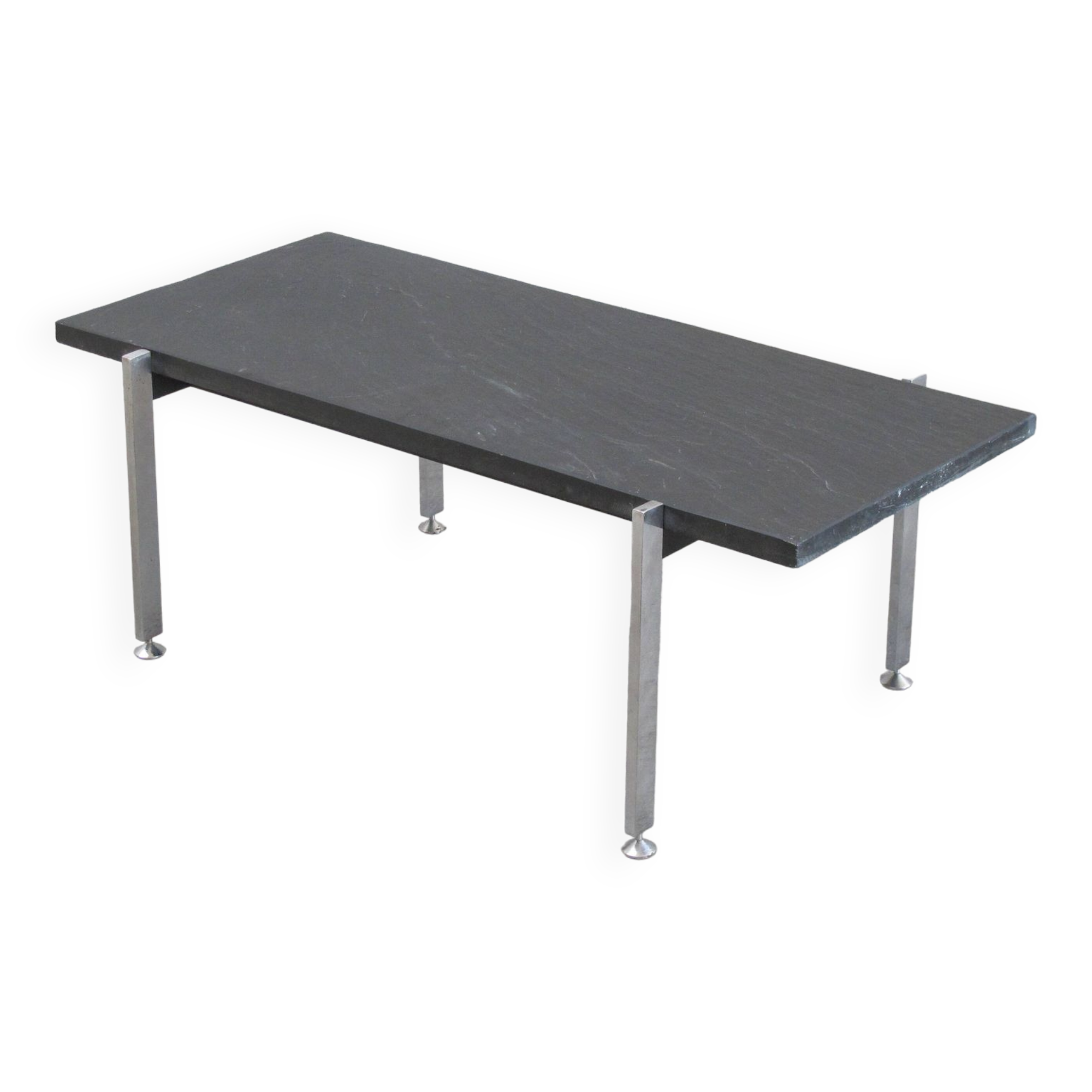 Coffee table chrome steel and slate