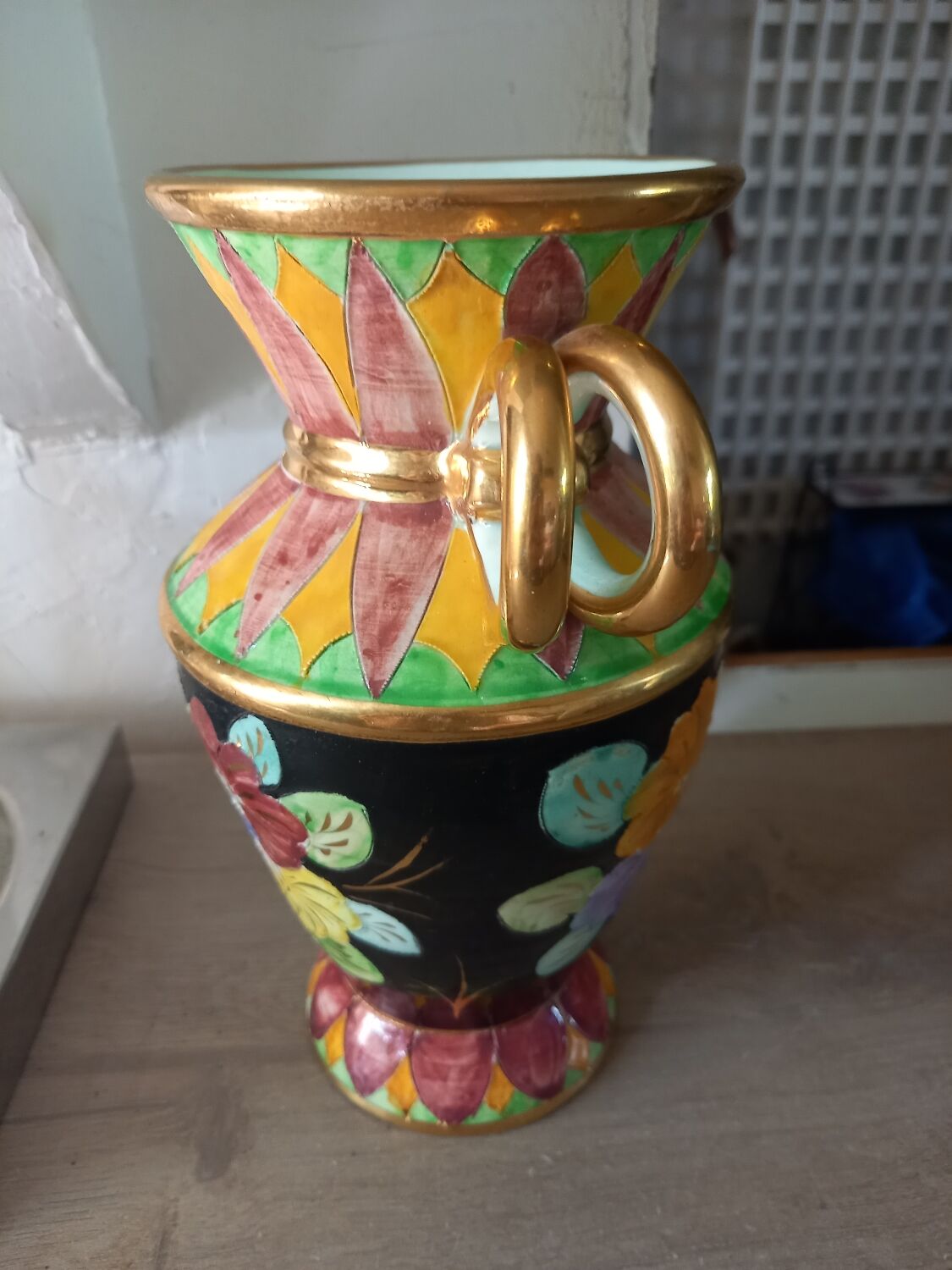 Enamelled ceramic vase from Monaco signed numbered vintage