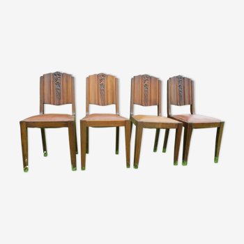 4 Art-deco Circa Chairs 1940