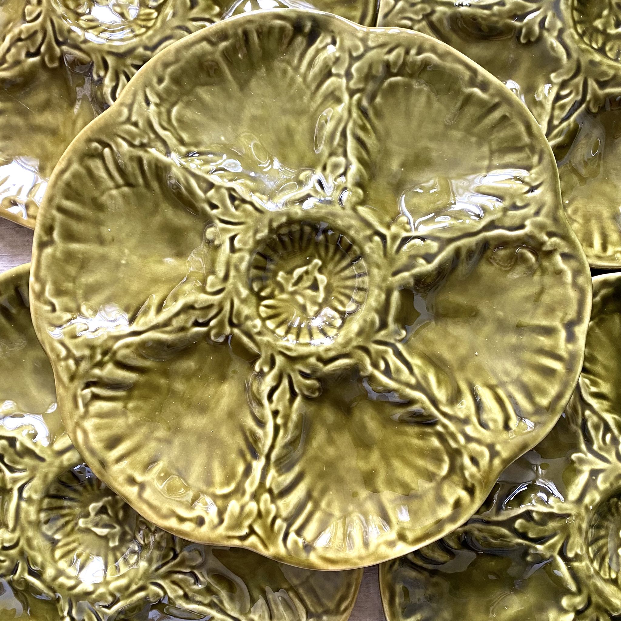 Vintage ceramic oyster plates from Gien
