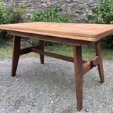 Table vintage René Gabriel en chêne d’époque reconstruction.