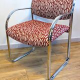 Vintage Strafor armchair in chrome tubular steel – organic fabric
