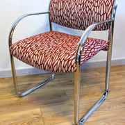 Vintage Strafor armchair in chrome tubular steel – organic fabric