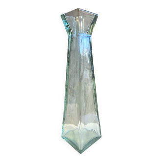 Grand Vase Colonne Obélisque Verre Épais Recyclé Art Déco Floral Design