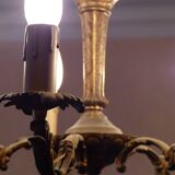 Bronze chandelier 5 branches leaf pattern