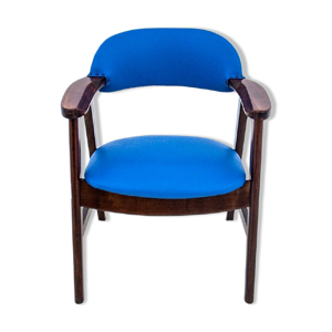 Fauteuil danois en cuir bleu