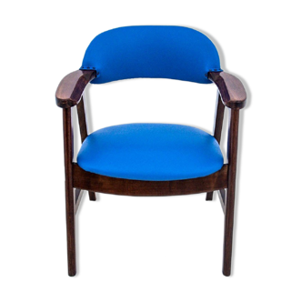Blue leather danish armchair