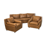 Vintage leather living room set by Edelhard Harlis for Mobilier International, California 1955