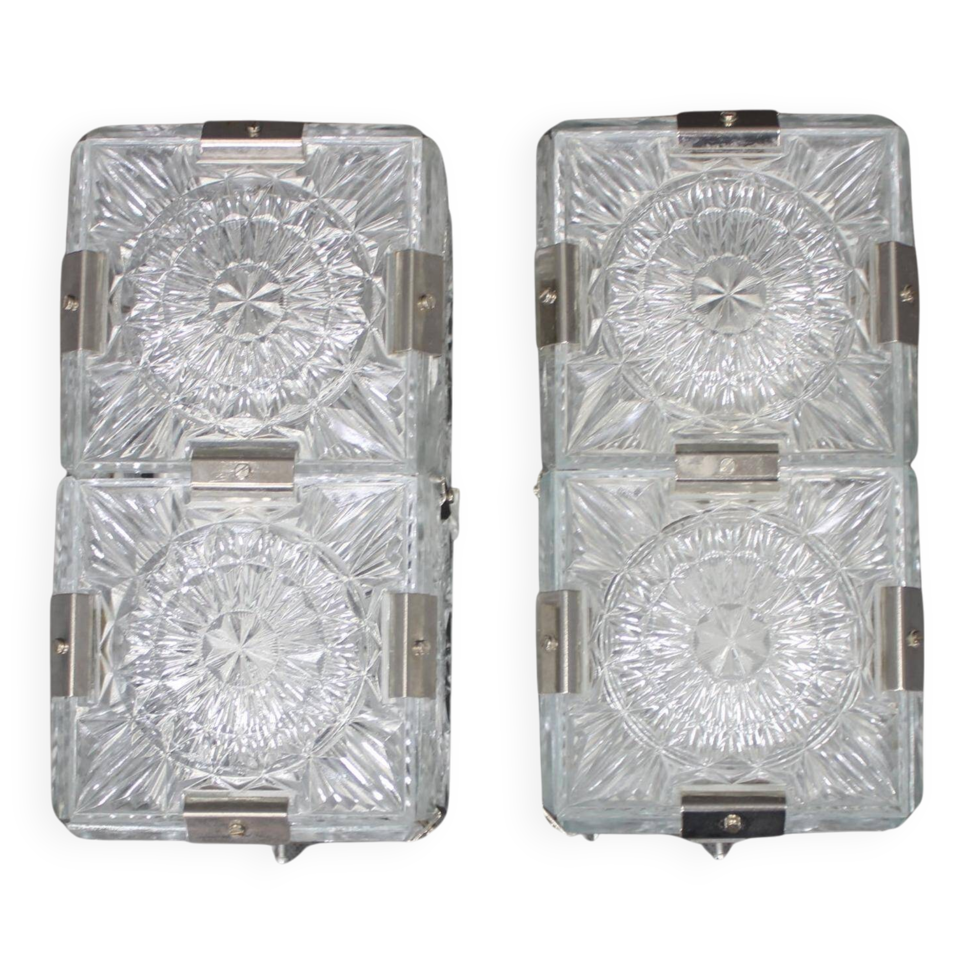 Pair of mid-century Czech glass wall lights by Kamenický Šenov