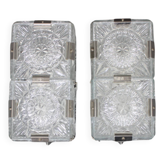 Pair of mid-century Czech glass wall lights by Kamenický Šenov