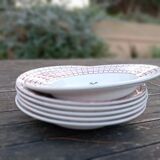 6 Rosa earthenware soup plates by Digoin Sarreguemines, 1950s