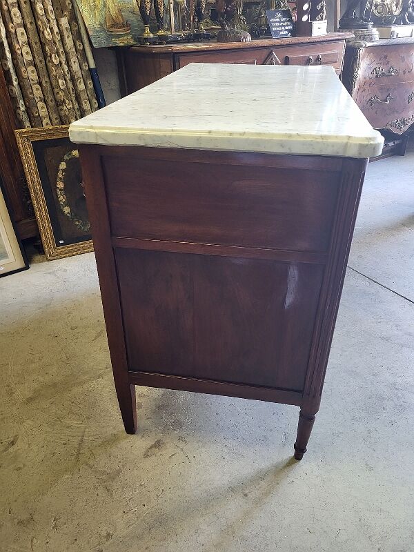 Chest of drawers Louis XVI in mahogany marble top of the XIXth century