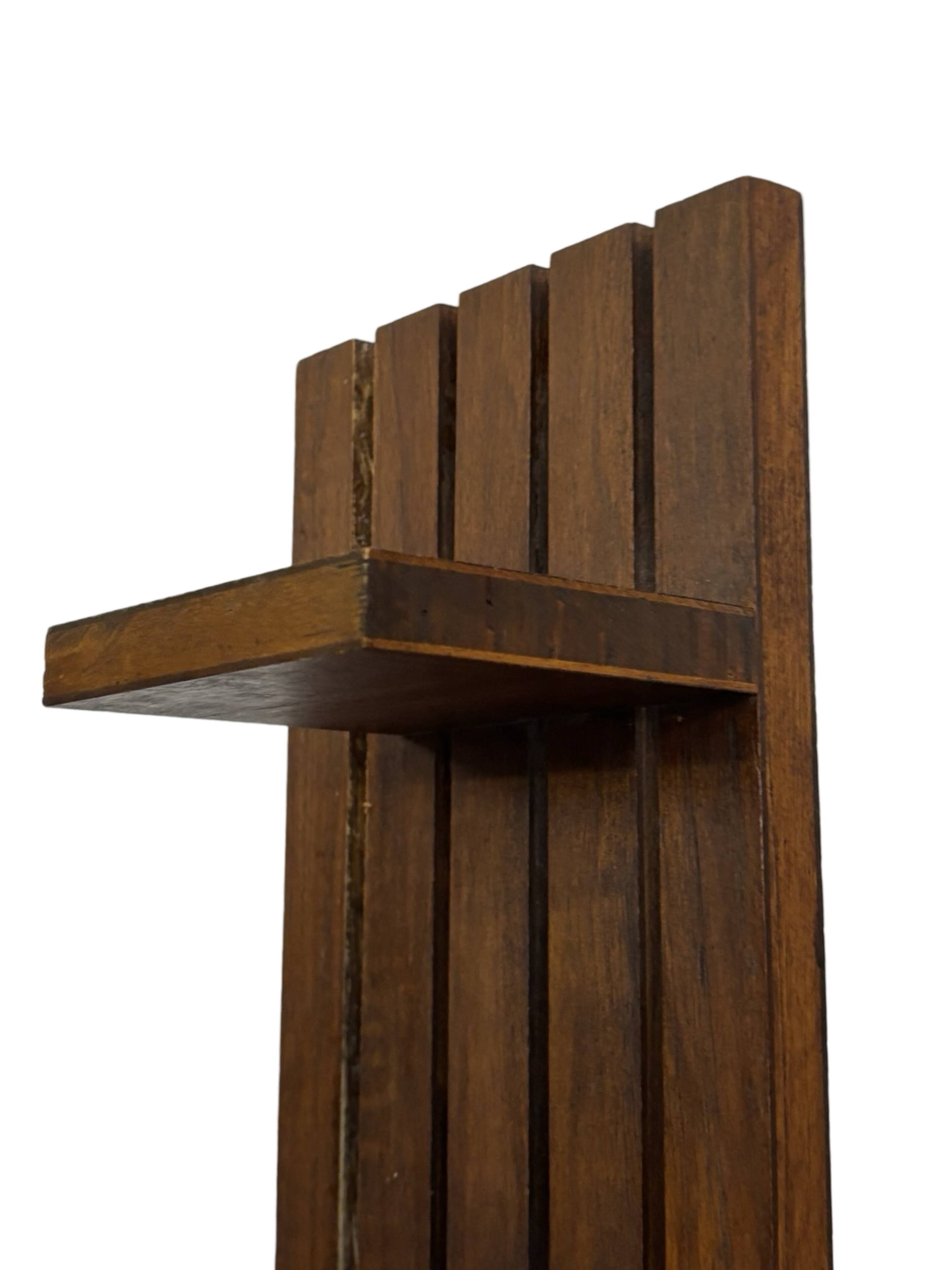 vintage wall shelf plant support, decoration oak wood