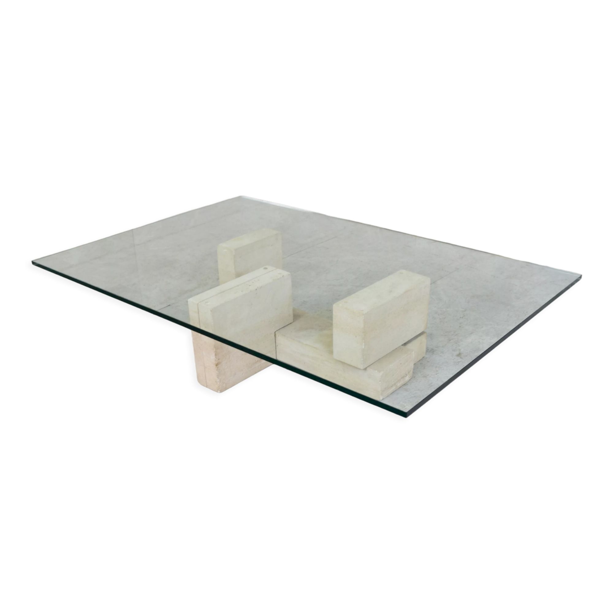 Vintage travertine coffee table Italy , 1970s