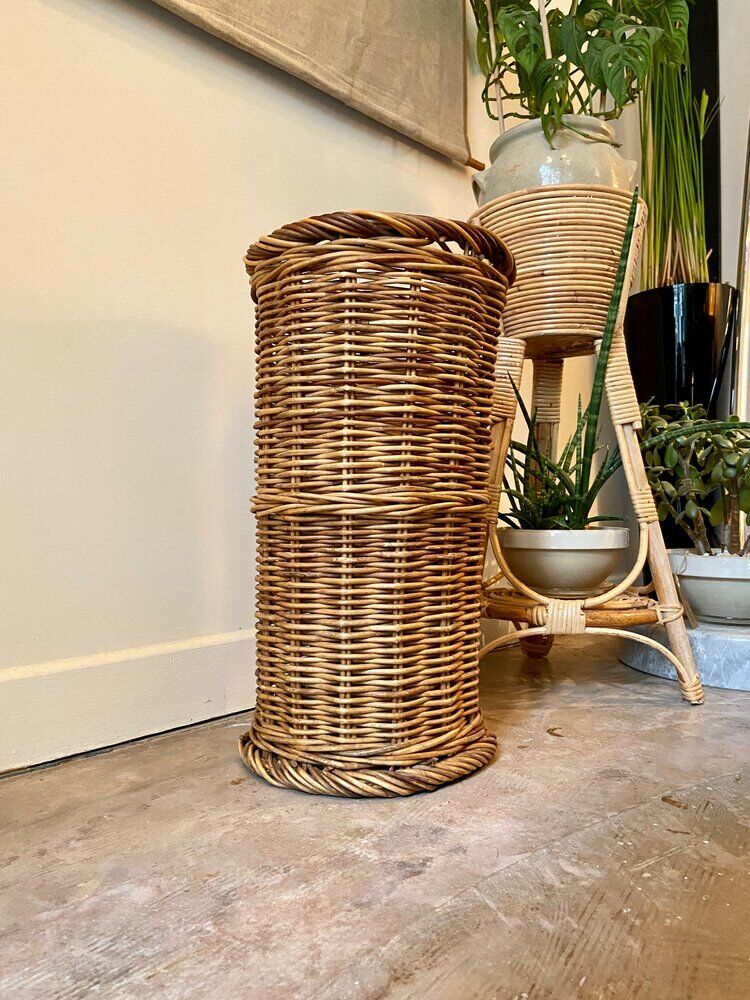 Braided wicker basket