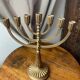 Menorah, seven-branched candlestick, in brass