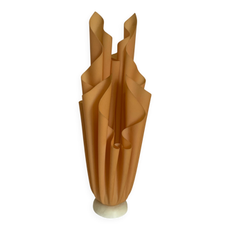 Lampe  vintage 1970 Athéna Georgia Jacob drapée saumonée - 50 cm