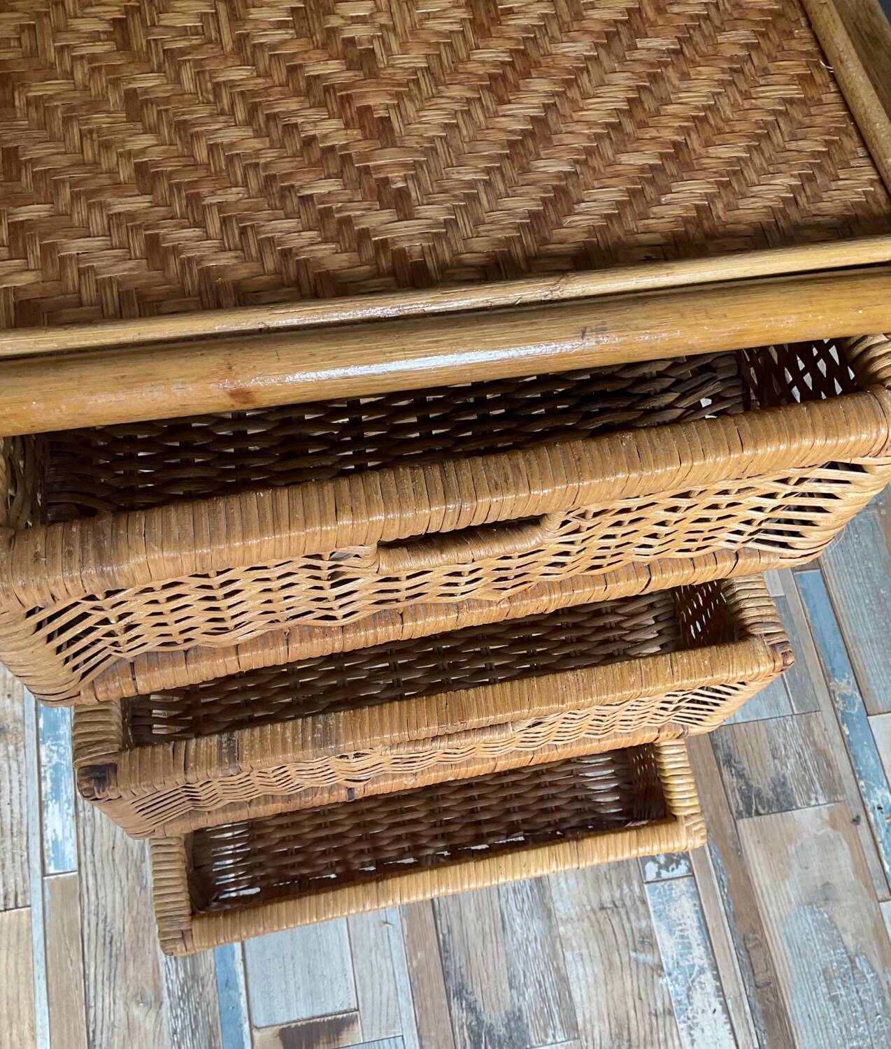 Vintage rattan chiffonier