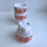 Trio of Arcopal cockroaches colorful flowers 70s