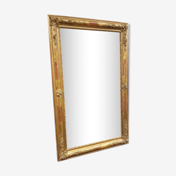 Miroir ancien doré patiné d'époque Louis-Philippe 87x142cm