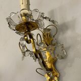 Brass Crystal Sconces Set of 2 1950’s