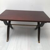 Table basse style empire en bois placage et laiton