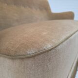 1970s, Danish 2-seater sofa, light green furniture velour.