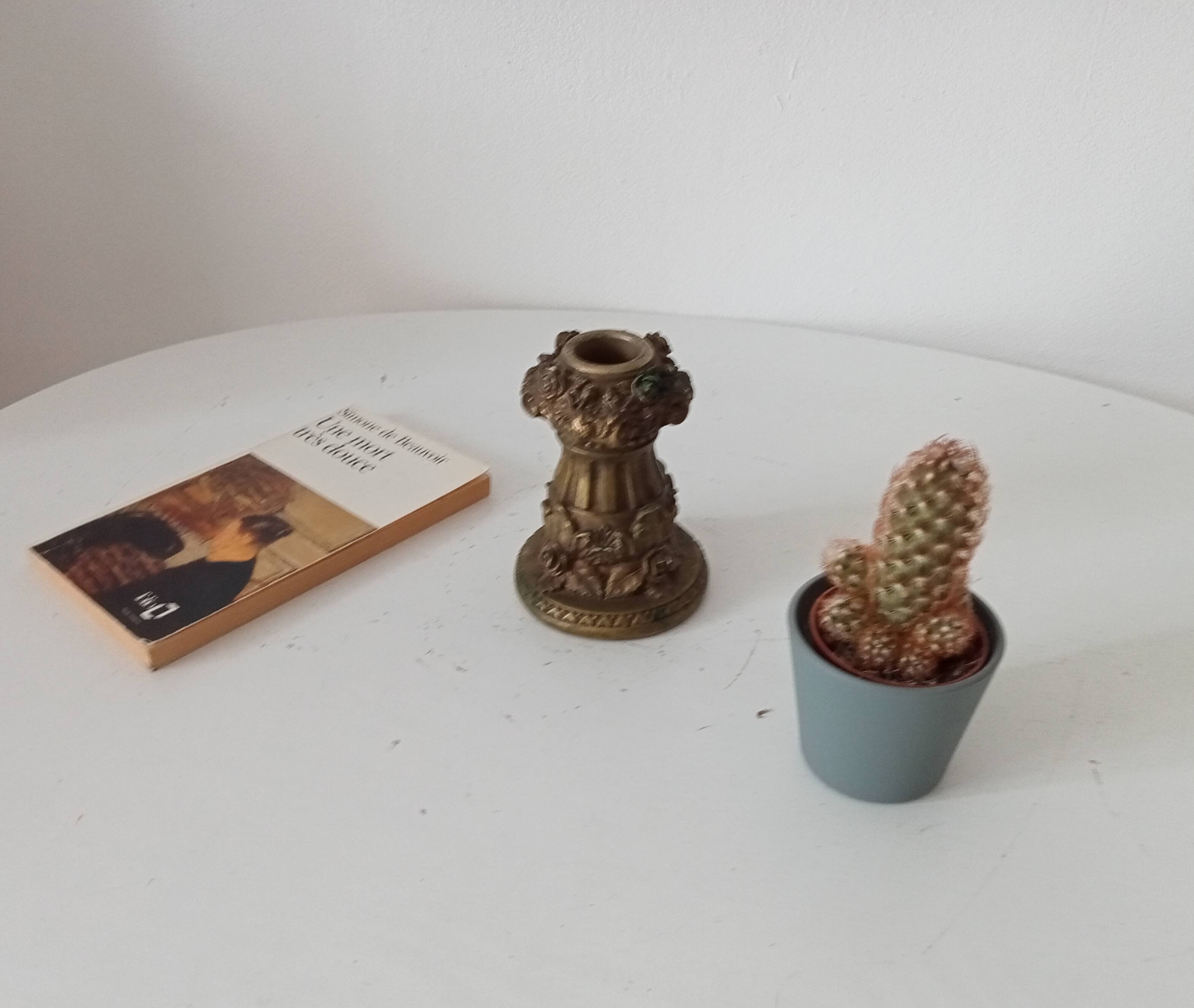 Vintage candlestick Gargoyles studio in golden resin