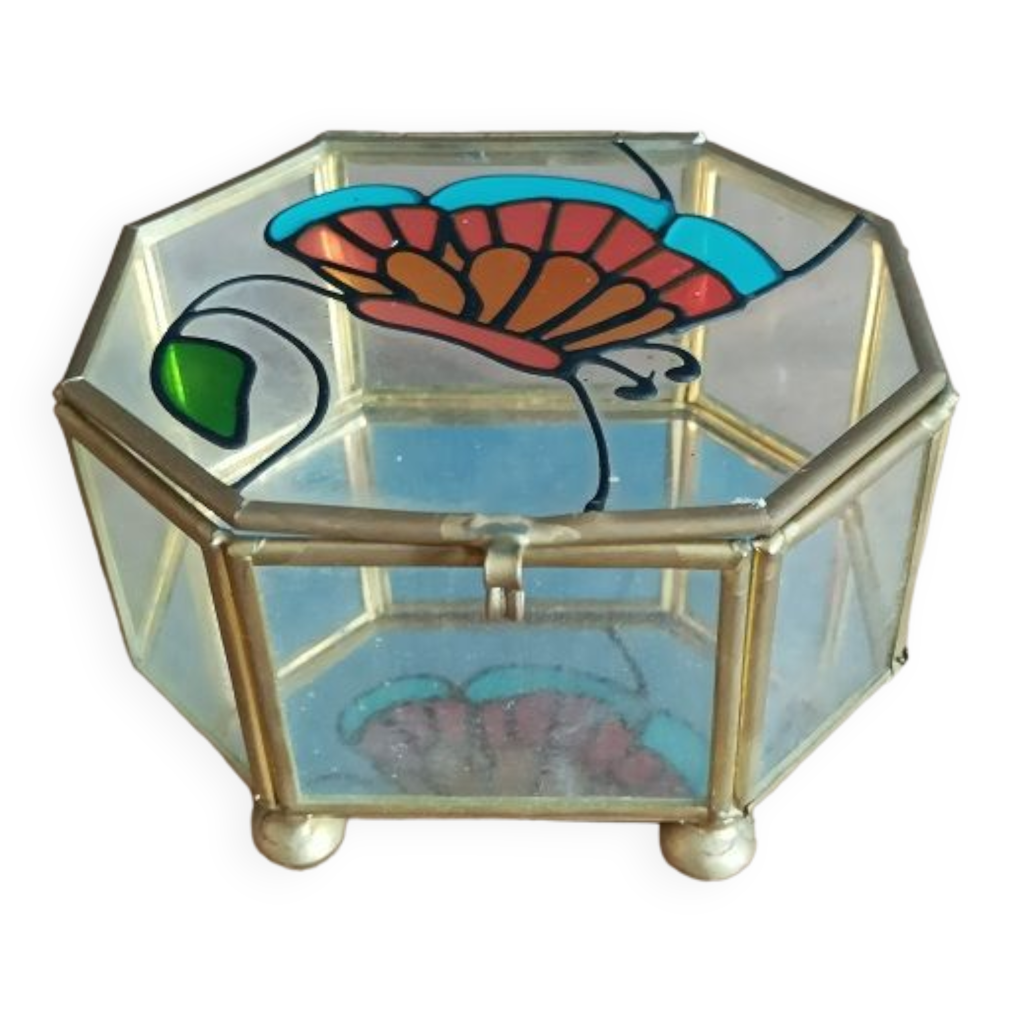 Box jewelry mosaic glass stained glass deco butterfly