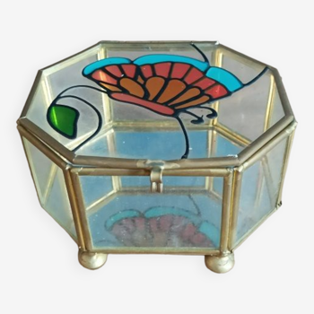Box jewelry mosaic glass stained glass deco butterfly