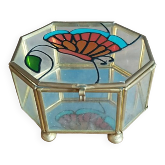 Box jewelry mosaic glass stained glass deco butterfly