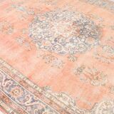 8x12 Classic Pattern Peach & Blue Vintage Rug, 258x357Cm