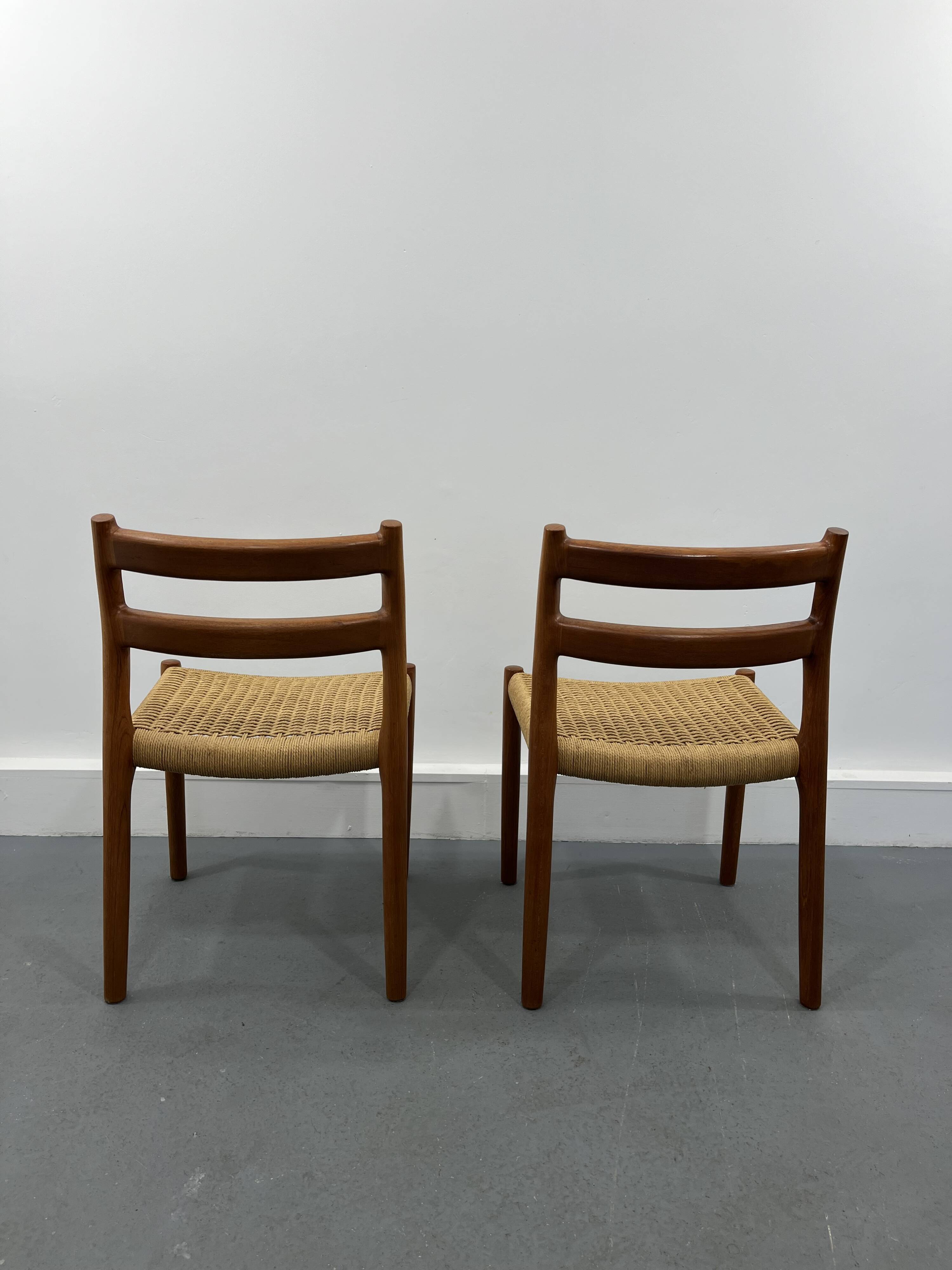 2 Danish Mid-Century Teak Dining Chairs #84 by Niels O. Møller for J. L. Moller