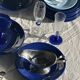 Set of 12 vintage blue ceramic plates D23
