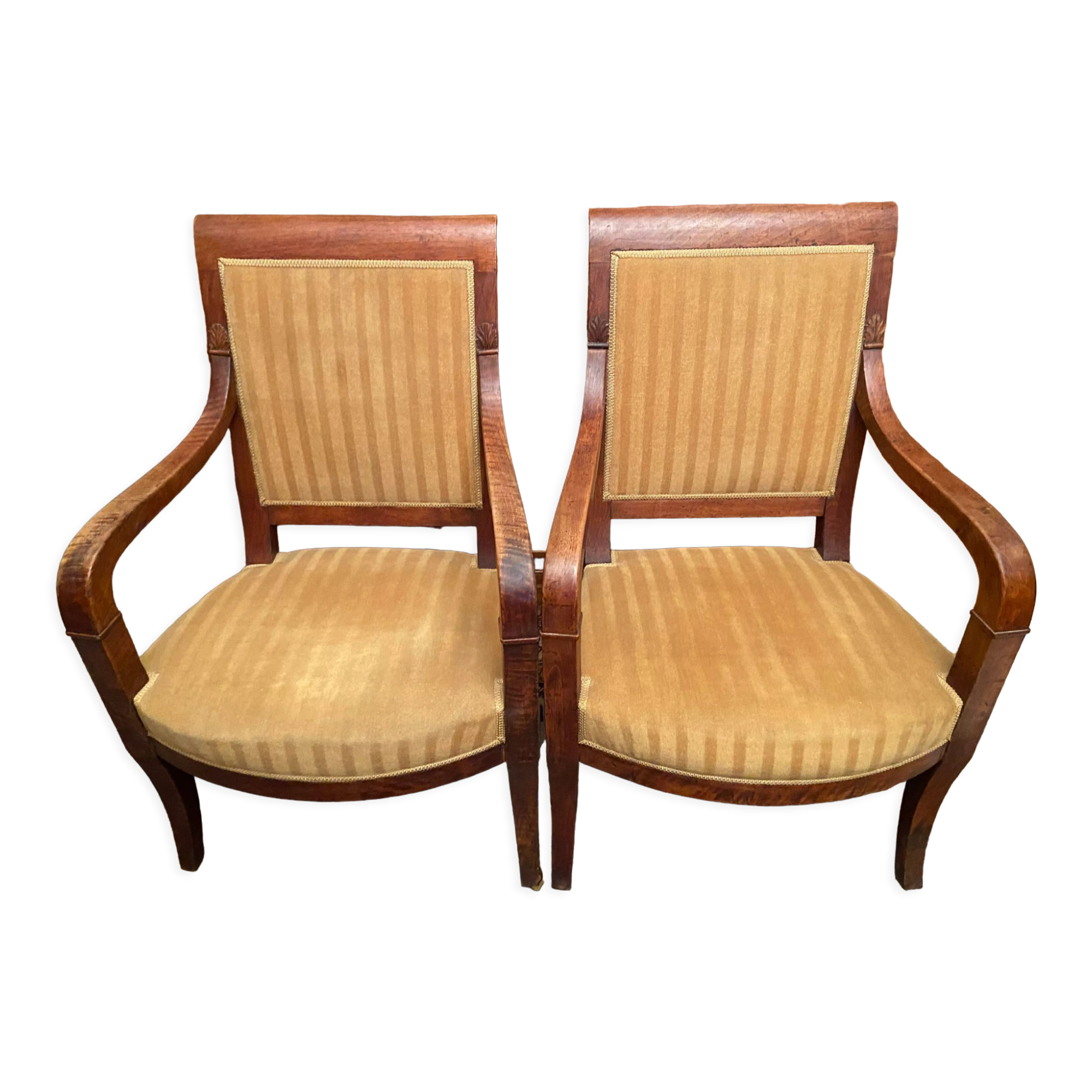 Pair of XIXth armchairs in solid walnut