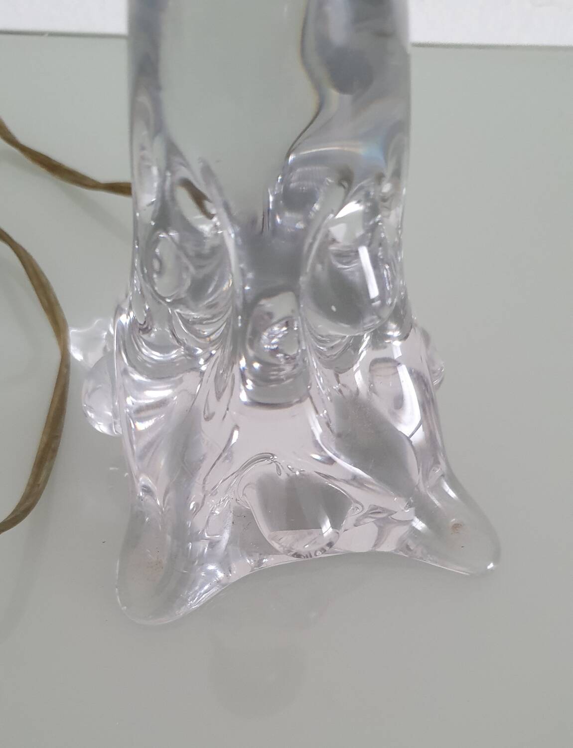 Twisted crystal lamp base - Cristallerie de Lorraine