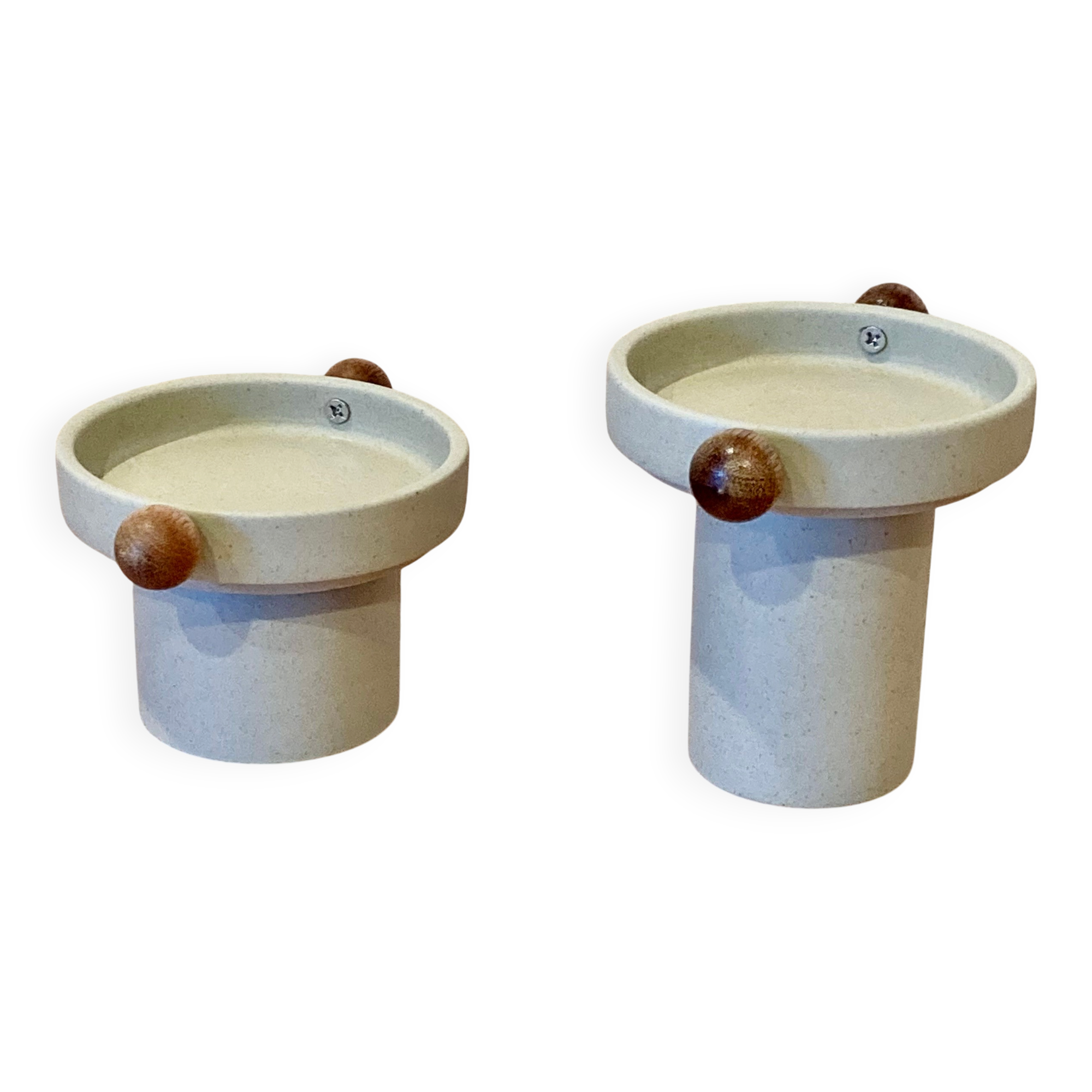 Duo de bougeoirs scandinaves en céramique et bois