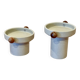 Duo de bougeoirs scandinaves en céramique et bois