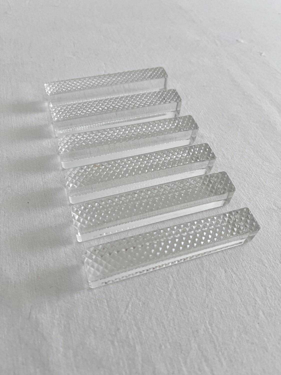 6 crystal knife rests with diamond point