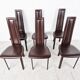 Vintage brown leather dining chairs, set of 6, 1980s