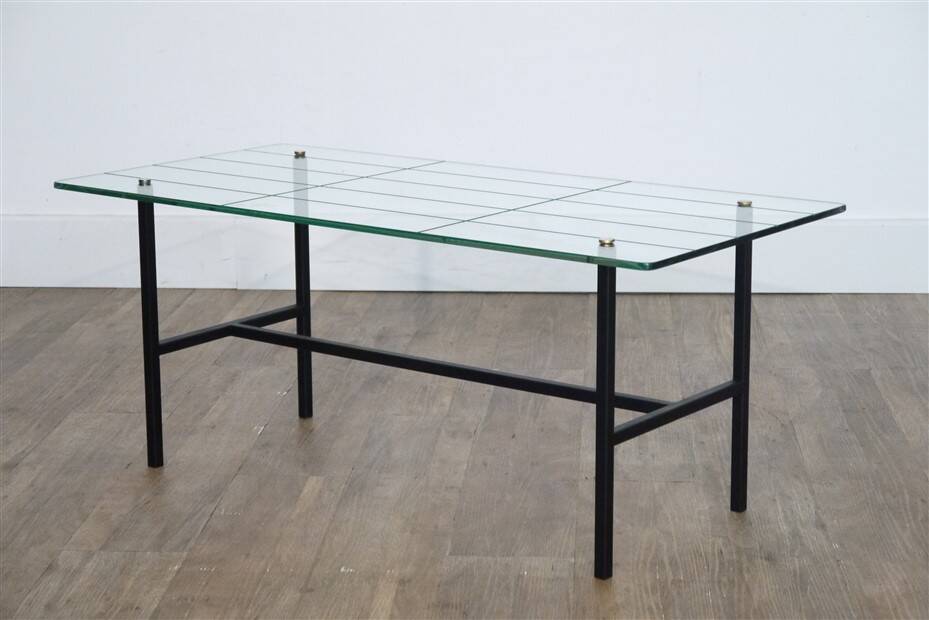 Modernist glass and metal coffee table 1950
