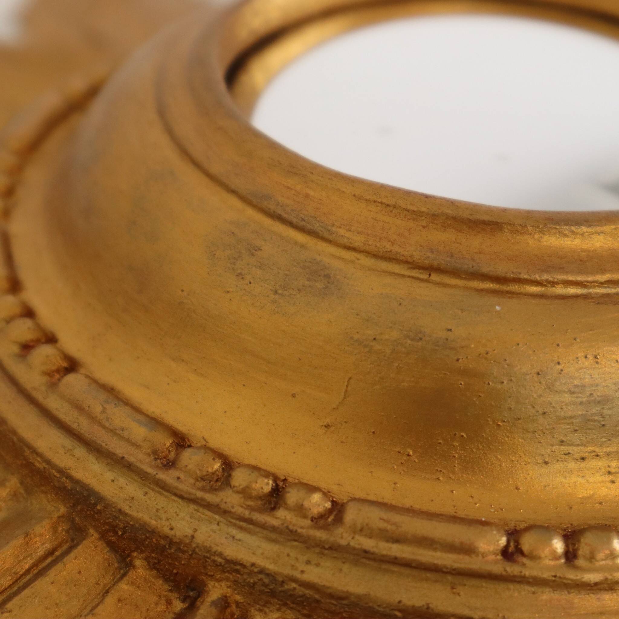 Vintage Wooden Sunburst Convex Mirror, Gold, 46cm