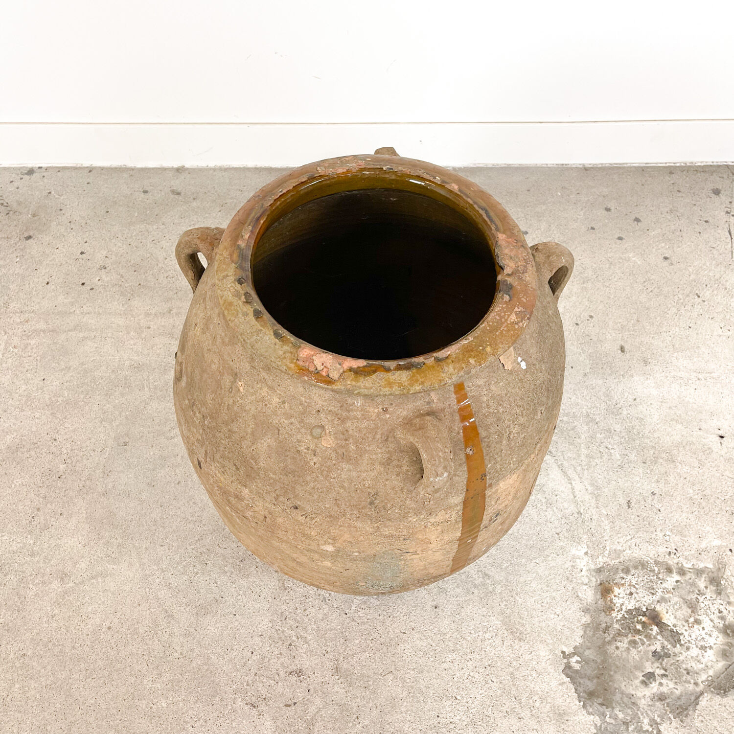 Antique mediterranean spanish terracotta olive jar