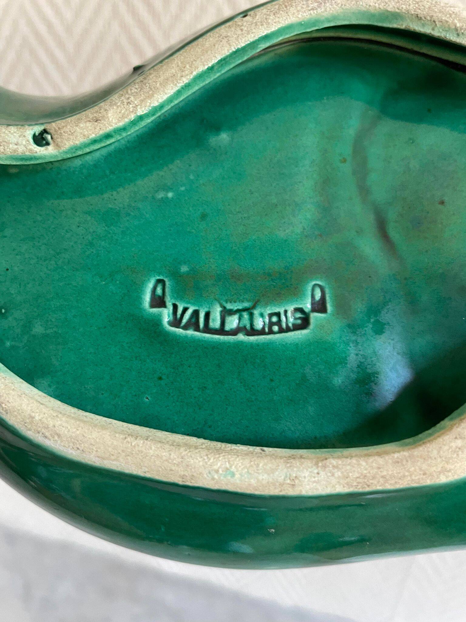 Spoon rest or pocket tray with tulip decor signed Vallauris