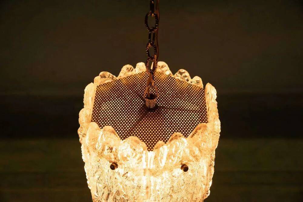 Orrefors Vintage Glass Suspension, Space Age lamp by Fagerlund