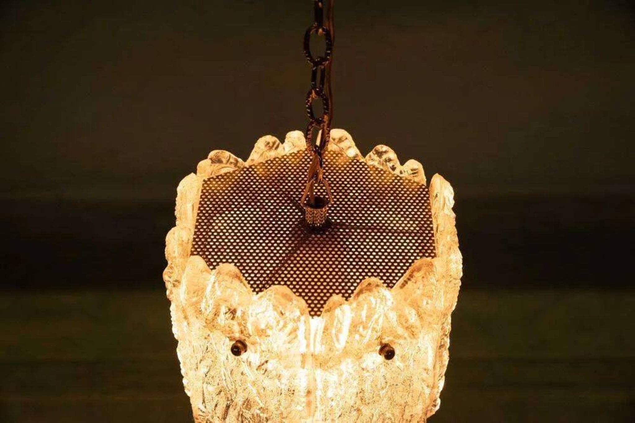 Orrefors Vintage Glass Suspension, Space Age lamp by Fagerlund