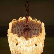 Orrefors Vintage Glass Suspension, Space Age lamp by Fagerlund